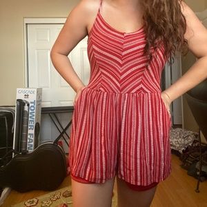 Red and White Romper